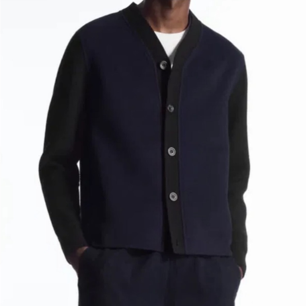 New-COS 
Color-Block Paneled Wool Cardigan